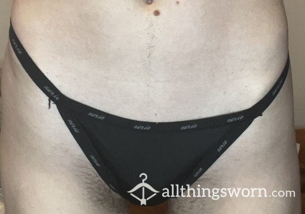 XS Black AERIE String Thong