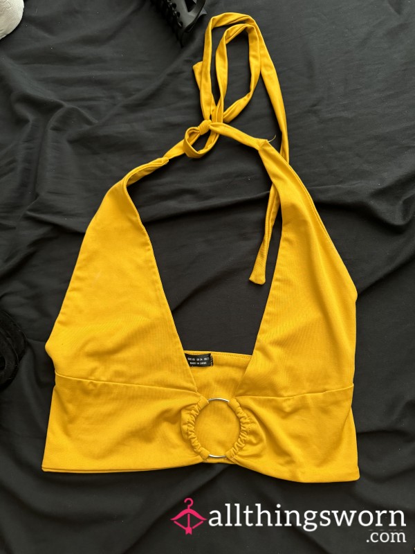 Yellow Halter Crop Top