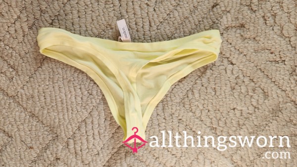 Two Day Yellow Stretchy Cotton Thong